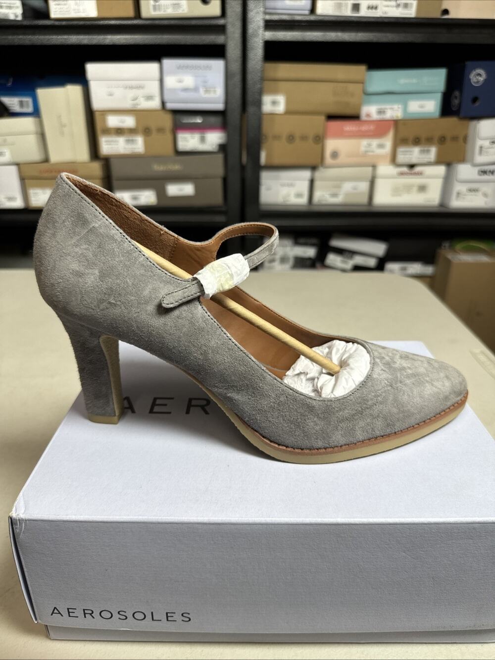 Women's 10 Aerosoles LOIS Stiletto Pump, Thunder Grey Suede M